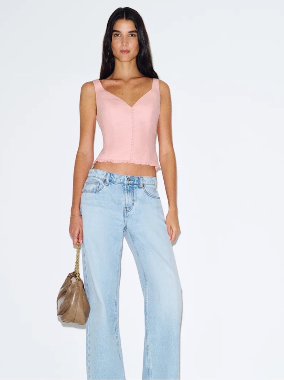 Reformation Flicka Linen Top Pink - Size 2